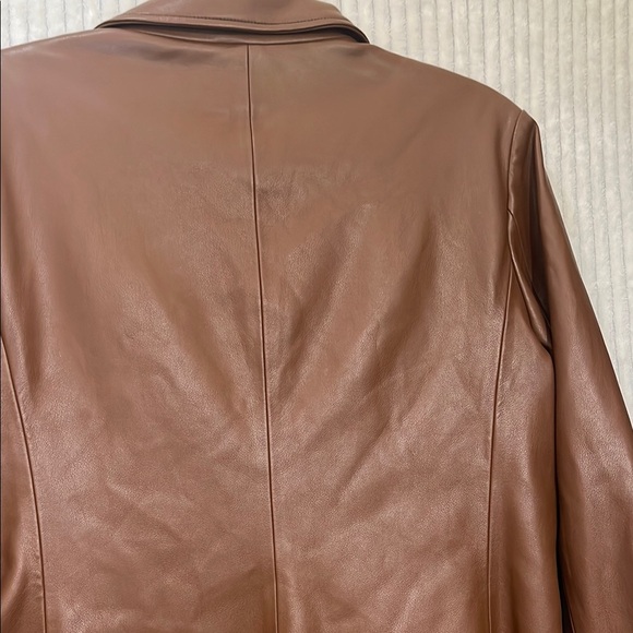 Marc New York Tan Leather Jacket with Classic Lapel - Picture 3 of 4